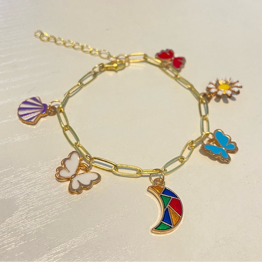 Gold Charm Bracelet - Handmade